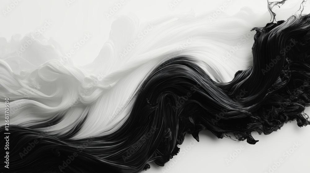 Fototapeta premium Stunning black and white fluid art abstract design digital creation artistic environment aesthetic perspective