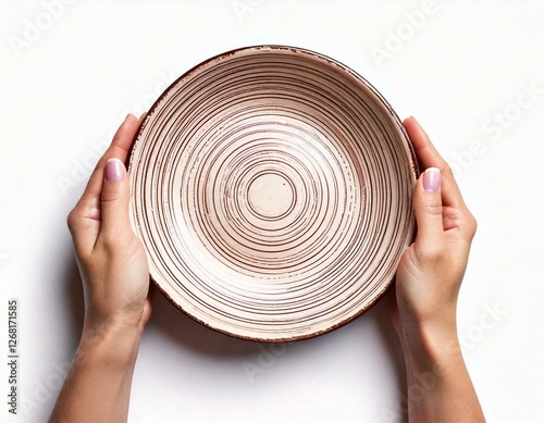 Obraz na płótnie hands holding an empty food bowl or plate w salonie
