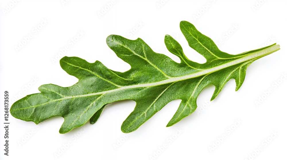 Single Green Arugula Leaf Isolated on White Background Single Green Arugula Leaf Isolated on White Background