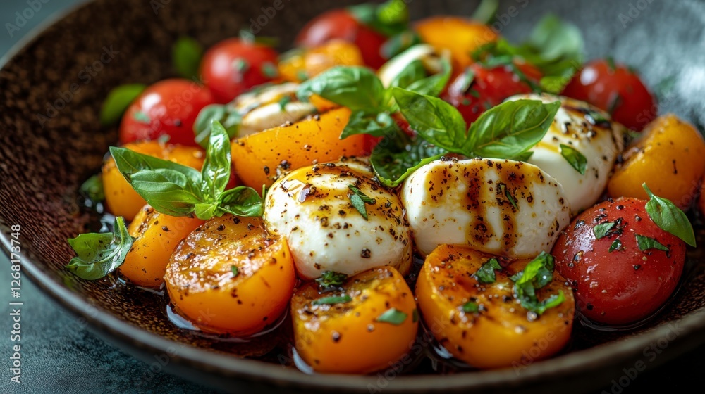 Fresh Caprese Salad with Ripe Tomatoes and Creamy Buffalo Mozzarella Fresh Caprese Salad with Ripe Tomatoes and Creamy Buffalo Mozzarella