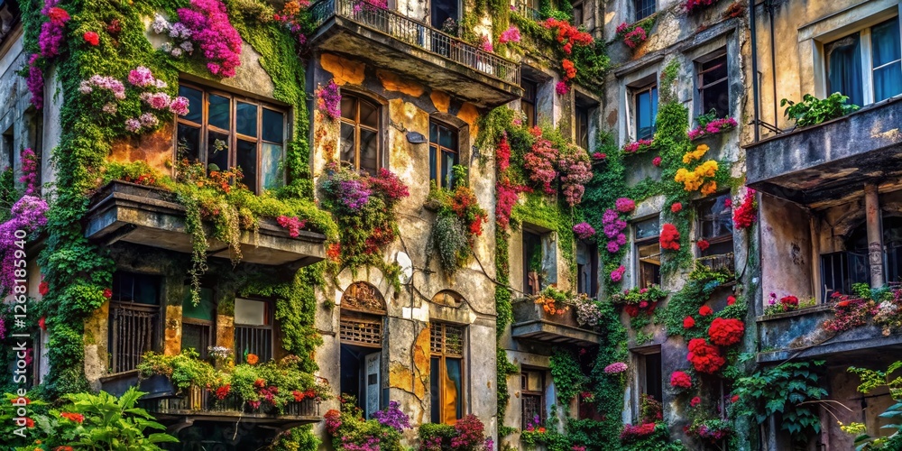 Fototapeta premium Elegant Organic Floral Print Apparel Design - Urban Exploration Photography