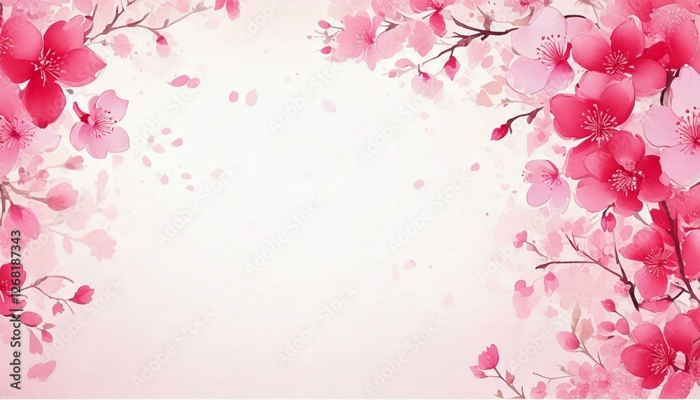 満開の桜の花びらが舞う背景素材　入学入社お花見