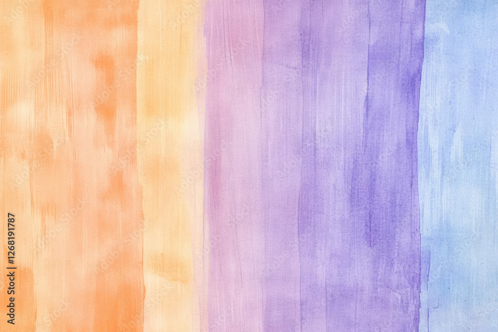 Fototapeta premium Vibrant watercolor stripes in orange, pink, and purple hues create soothing backdrop