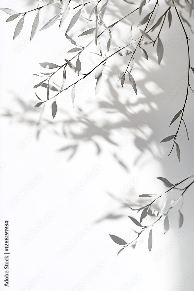 Olive branch with shadow on white background. Olive branch with shadow on white background.