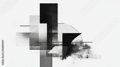 Minimalist black and white geometric abstract composition