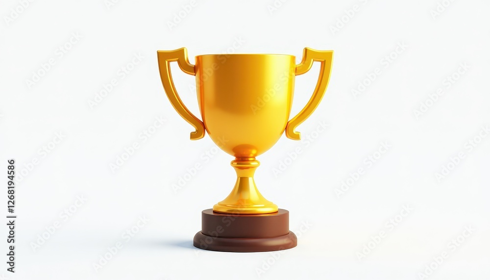 Golden Trophy in Stunning 3D Against Pure White Background. A golden trophy on a white background. Golden Trophy in Stunning 3D Against Pure White Background. A golden trophy on a white background.