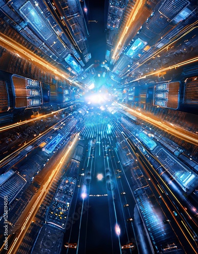 una imagen de tecnología IA, 3d, futurista