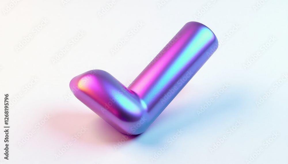 Vibrant TShaped Metal Object in Pure White Background Gleams in a Spectrum of Purples, Pinks, and Blues. A 3D rendering of a llic object on a white surface. Vibrant TShaped Metal Object in Pure White Background Gleams in a Spectrum of Purples, Pinks, and Blues. A 3D rendering of a llic object on a white surface.