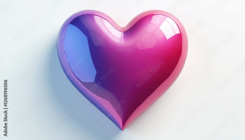 Vibrant Pink Heart in 3D Style on Stunning White Background. A glossy pink heart on a white background. Vibrant Pink Heart in 3D Style on Stunning White Background. A glossy pink heart on a white background.