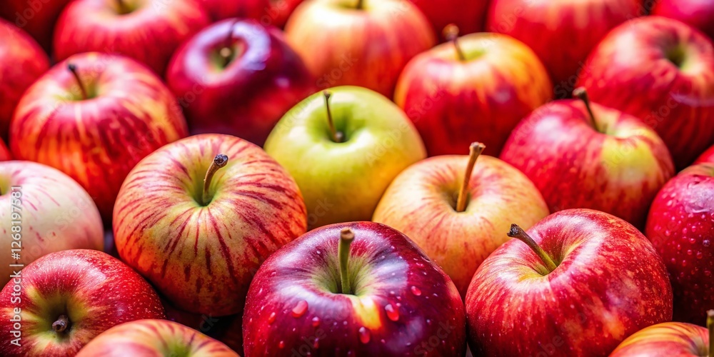 Freshly Picked Red & White Apples Close-Up - Vibrant Autumn Harvest Stock Photo Freshly Picked Red & White Apples Close-Up - Vibrant Autumn Harvest Stock Photo