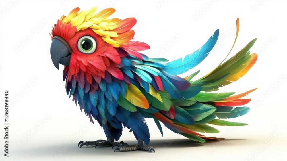 Obraz premium Vibrant Parrot Character with Colorful Plumage and Playful Expression