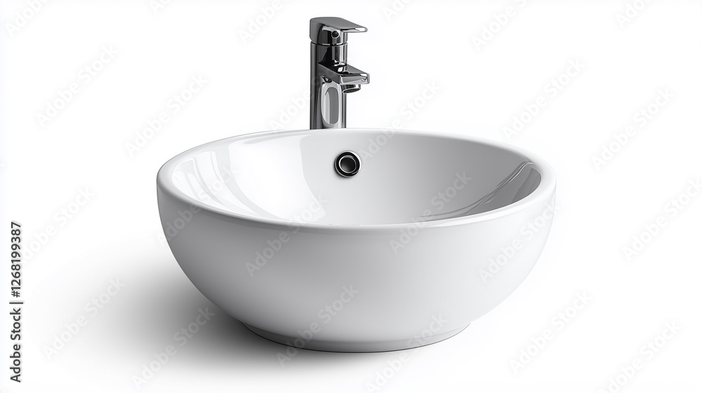 White bathroom ceramic sink vector Illustration on a white background White bathroom ceramic sink vector Illustration on a white background
