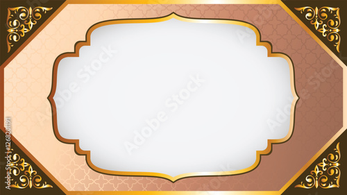 luxury white Golden and Brown colorful pattern eid mubarak ramadan or ramadhan islamic background banner frame. greeting card,