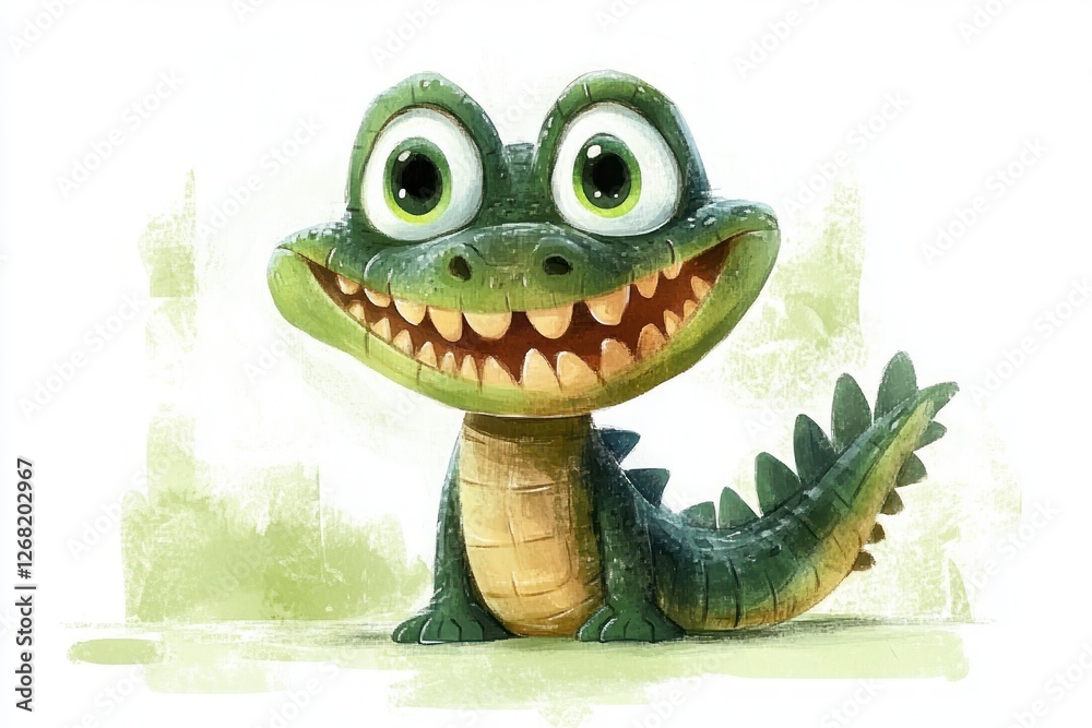 Fototapeta premium Cute Cartoon Crocodile Character Illustration for Children Fun Playful Projects and Educational Materials