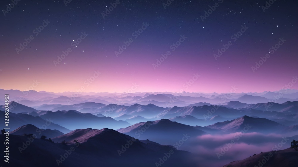 Peaceful twilight sky with soft glowing stars fading into the night atmosphere Peaceful twilight sky with soft glowing stars fading into the night atmosphere