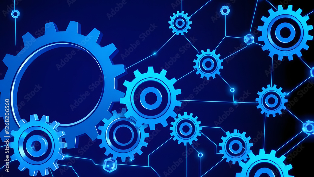 A blue gears abstract background illustrates teamwork in mechanical engineering A blue gears abstract background illustrates teamwork in mechanical engineering