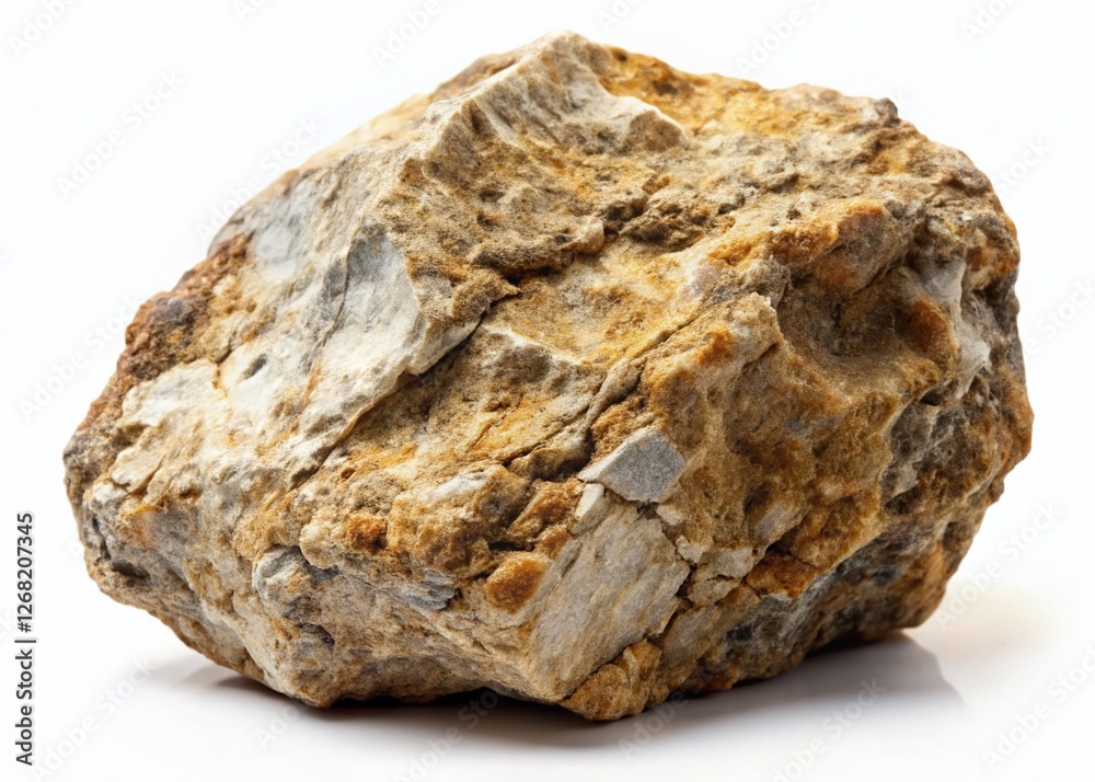 Grunge Textured Rock, Isolated Geology Specimen, Rough Stone, Natural Earth Element, White Background Grunge Textured Rock, Isolated Geology Specimen, Rough Stone, Natural Earth Element, White Background