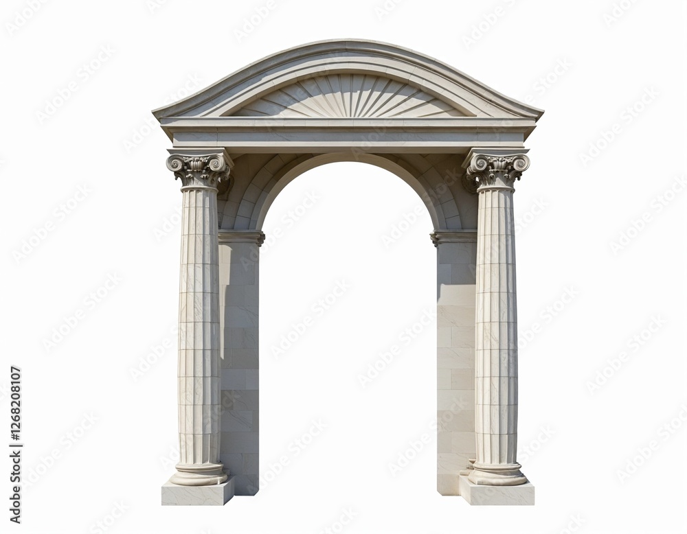 Fototapeta premium Elegant Isolated Classic Corinthian Column with Archway on white Background