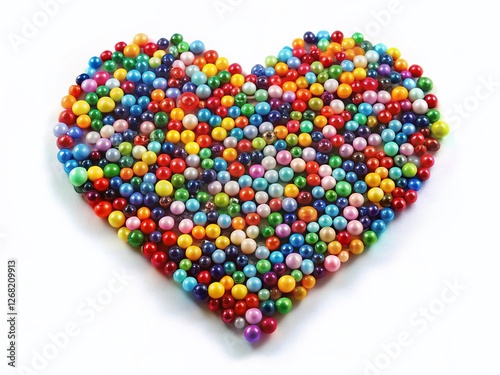 Heart Shaped Craft Bead Art, Isolated White Background -  Perfect for Valentine's Day Crafts & DIY Projects