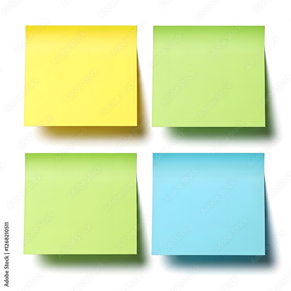 Notes in Different Colors on White Background Notes in Different Colors on White Background