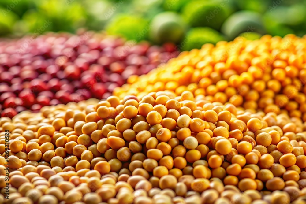 High-Resolution Close-up of Soybean and Corn Seeds with Shallow Depth of Field High-Resolution Close-up of Soybean and Corn Seeds with Shallow Depth of Field