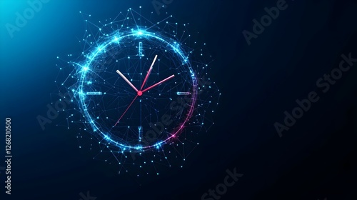 Abstract Clock Face Time, Technology, and Connectivity