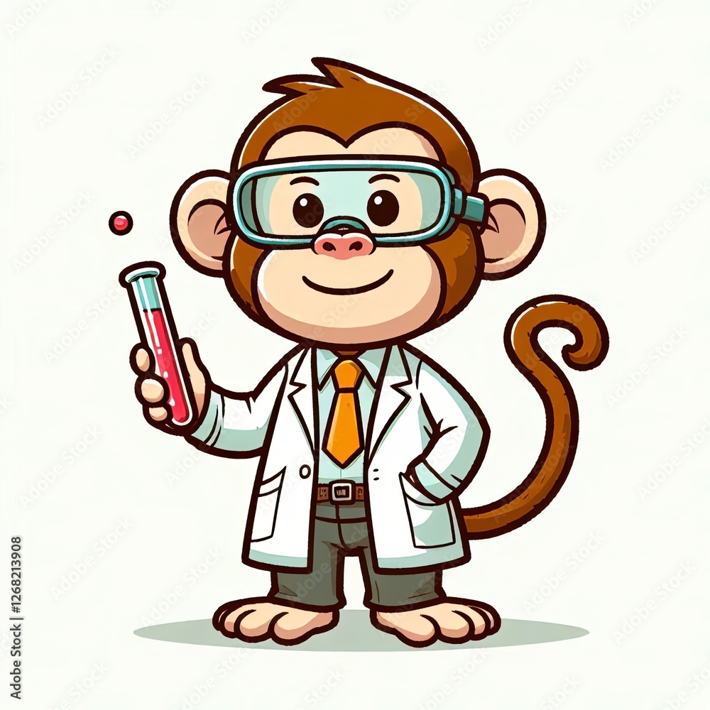 Experimenting Monkey with Beakers and Test Tubes Experimenting Monkey with Beakers and Test Tubes