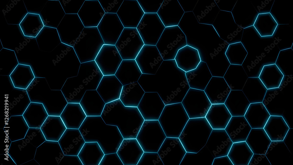 Obraz premium Blue hexagonal pattern with honeycomb texture creates a geometric backdrop