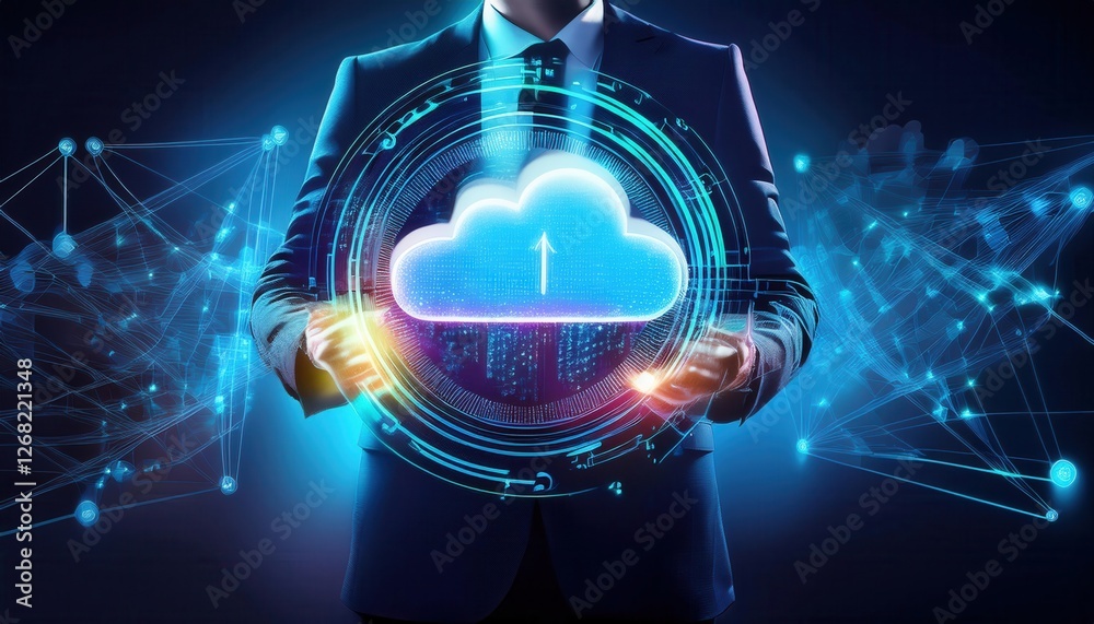 Fototapeta premium Firefly Futuristic Financial Cloud with AIBased Transaction Optimization