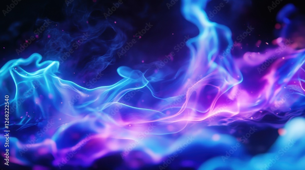 Fototapeta premium A mesmerizing blend of blue and purple smoke swirling in a captivating display, creating an ethereal atmosphere.