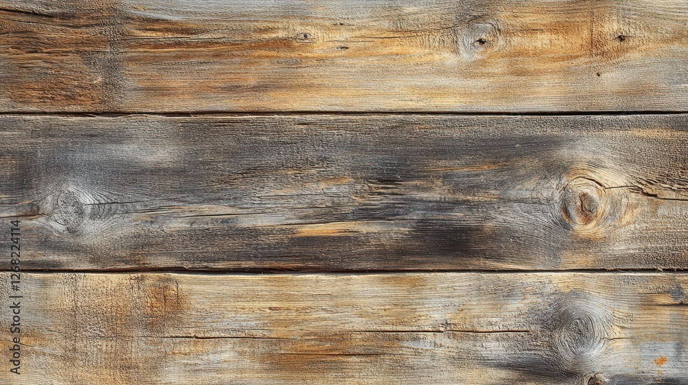 Fototapeta premium Close-up view of weathered wooden planks showcasing rich textures and natural colors.