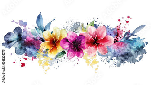 Colorful watercolor flowers with transparent background creating stunning visual