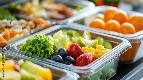 Office lunch boxed meals, convenient and nutritious workday option.  photo