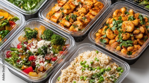 Office lunch boxed meals, convenient and nutritious workday option.  photo