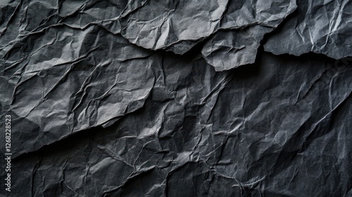 Wallpaper Mural A close-up of crumpled black textured paper, showcasing intricate details and shadows, perfect for artistic backgrounds or creative projects. Torontodigital.ca