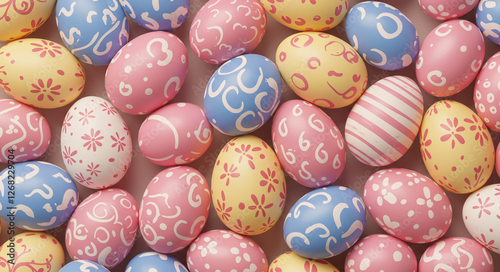 Obraz premium Seamless pastel Easter egg pattern background for greeting cards, packaging, digital designs, and festive decorations