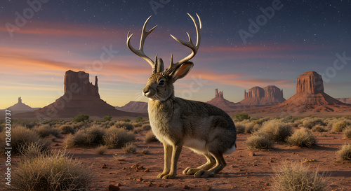 Monument Valley Jackalope: A Surreal Sunset in the American Southwest