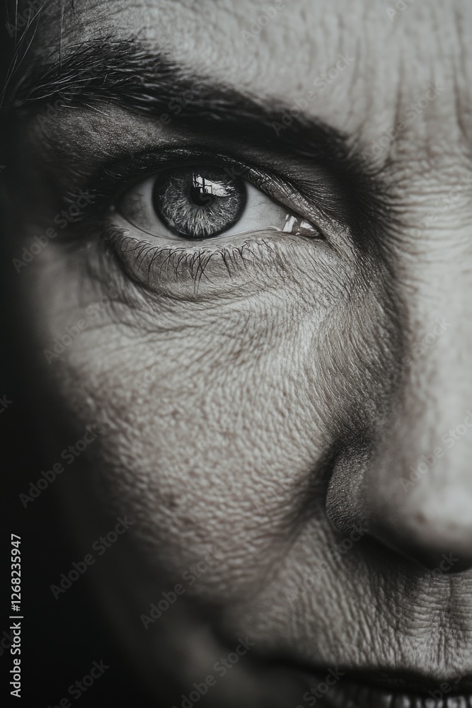 Naklejka premium Woman's aged face profile