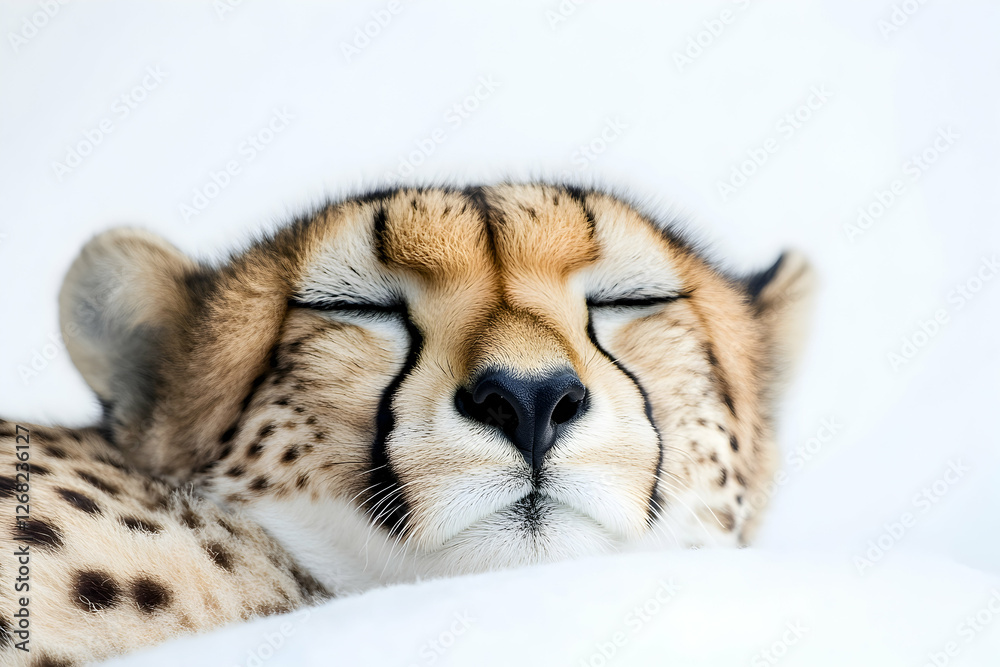 Cheetah isolated on a white background, emphasizing wildlife conservation Cheetah isolated on a white background, emphasizing wildlife conservation