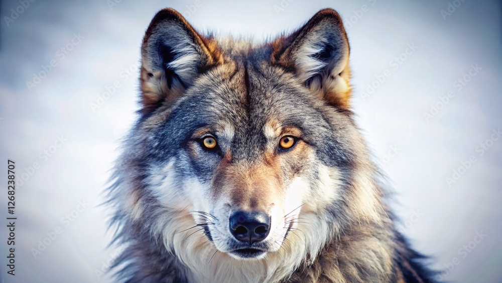 Obraz premium Majestic Wolf Graphic Design, White Background Stock Photo