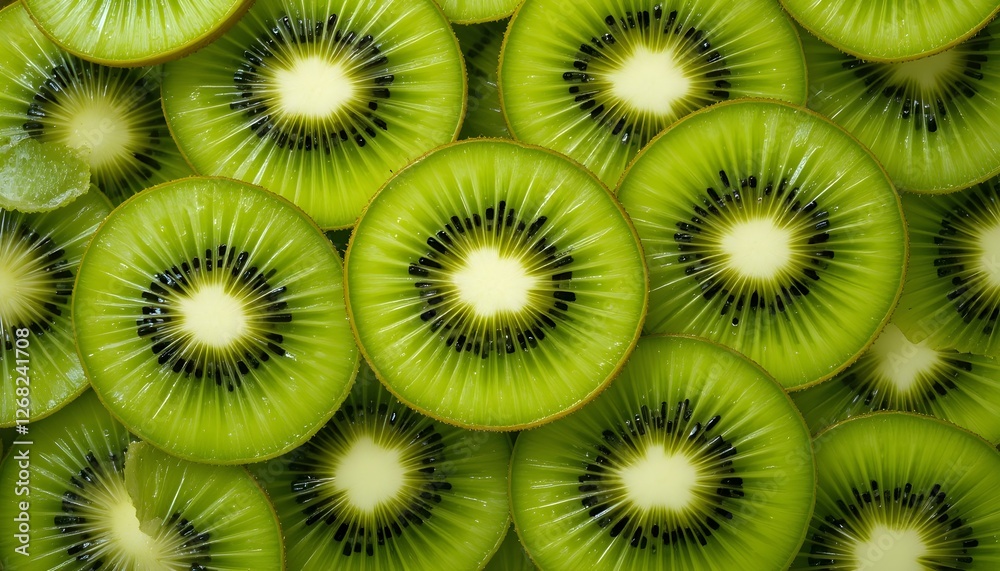 Fresh Kiwi Slices Pattern – Vibrant Green Fruit Background Fresh Kiwi Slices Pattern – Vibrant Green Fruit Background