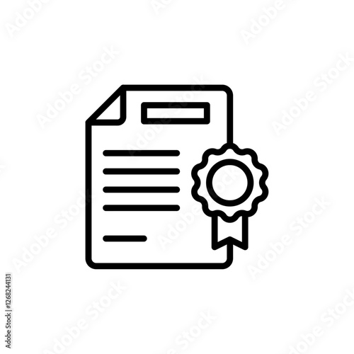 certificate icon Simple thin line stroke vector