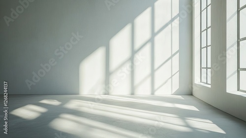 Light streaming through windows in a minimalist room