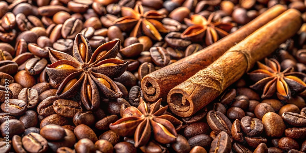 Minimalist Coffee and Spice Still Life: Warm Tones, Aromatic Blend Minimalist Coffee and Spice Still Life: Warm Tones, Aromatic Blend