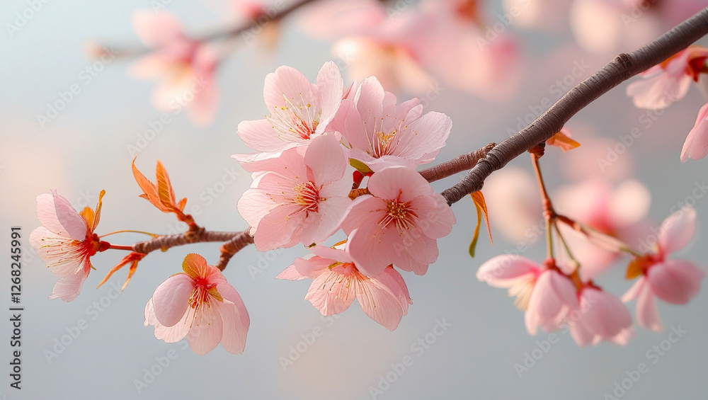 Close-up of a freshly bloomed cherry blossom branch – Represents spring, nature, and floral beauty Close-up of a freshly bloomed cherry blossom branch – Represents spring, nature, and floral beauty