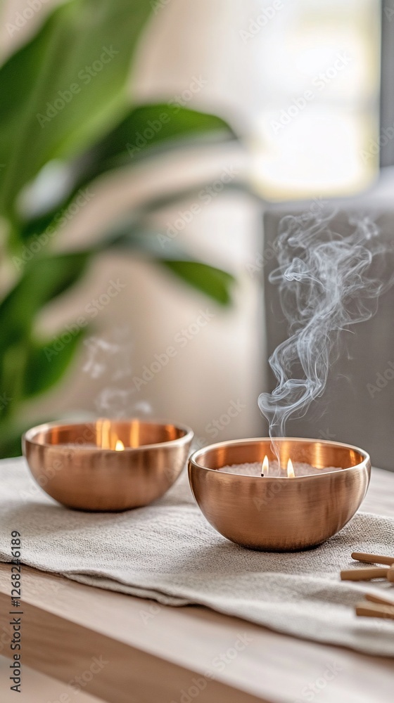 Copper candlelight glows, relaxing home ambiance Copper candlelight glows, relaxing home ambiance