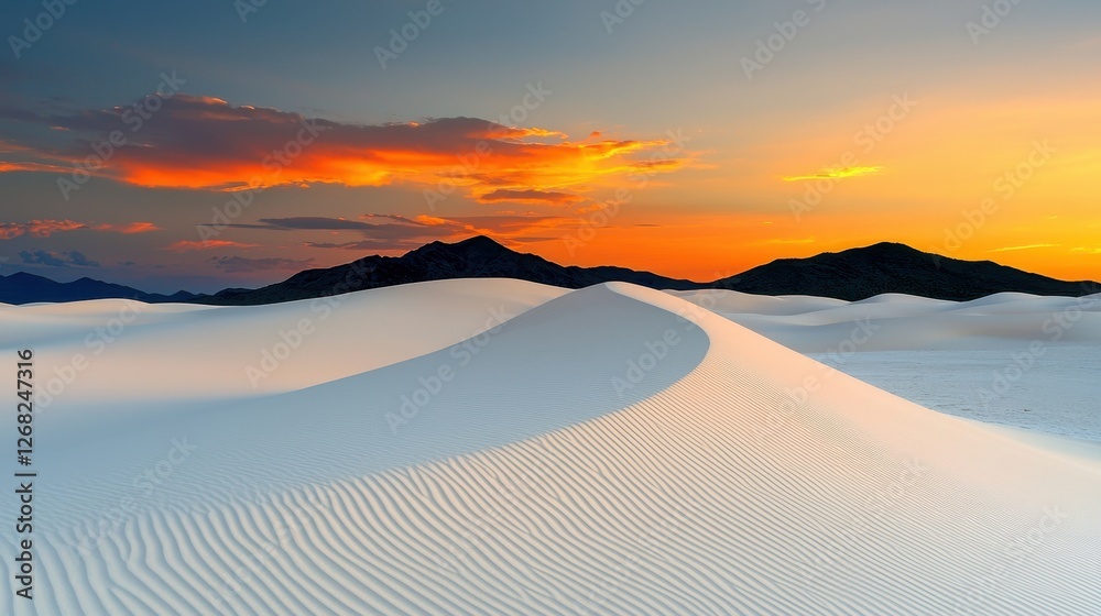 White Sands Desert Sunset Landscape Mountains White Sands Desert Sunset Landscape Mountains