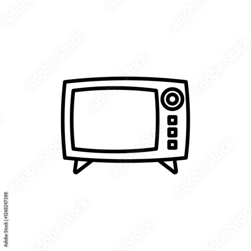 television icon Simple thin line stroke vector
