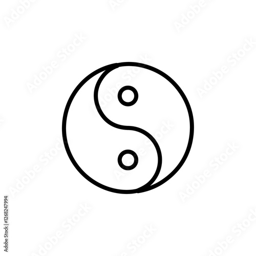 ying yang icon Simple thin line stroke vector