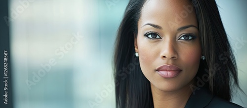 Close-up Portrait of a Woman with Dark Hair and Intense Eyes
